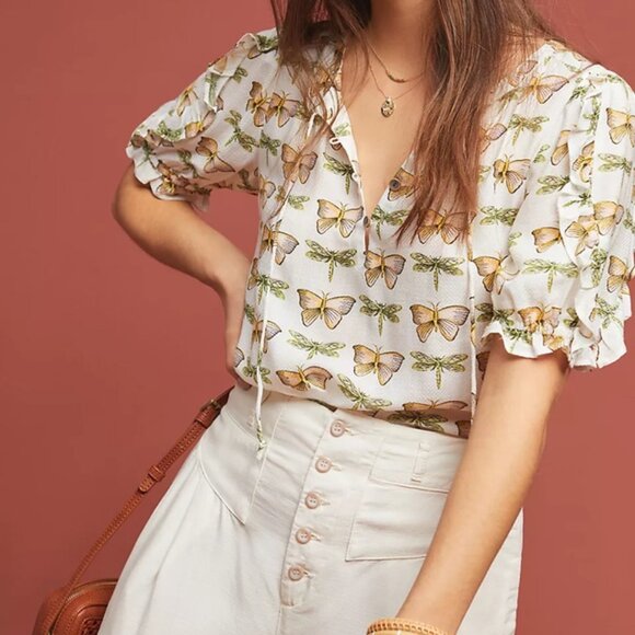 Anthropologie Tops - Anthropologie Flutter Blouse Size 10P